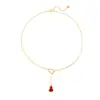Collar Puzuo Color Fuerte que Conserva el Color Oro Brillante 24K Incrustado de Diamantes Calado Doble Calabaza Nueva Chinoiserie Brillante Borla Fulu Cadena para Clavícula