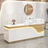 Mostrador de recepción de empresa moderno y sencillo, mostrador de recepción de salón de belleza, tienda de ropa, cajero, barra de esquina, luz luminosa con mostrador