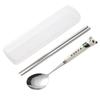 Conjunto de talheres portátil de aço inoxidável 304 criativo panda hashis colher um conjunto de garfo colher com cabo de cerâmica conjunto de três peças