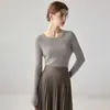Nuevo suéter de cachemira pura para mujer, cuello redondo, estilo minimalista, jersey, hipoalergénico, suave, corte ajustado, tejido versátil