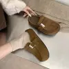 Pantuflas 2026 para Uso en Exteriores, Mules con Borrego, Casual a la Moda, Suela Gruesa, Punta Cerrada, Medias Pantuflas, Algodón, Sin Tacón, Para Mujer, Otoño/Invierno