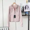 Chaqueta Deportiva Corta con Capucha de Corte Sirena Resistente al Agua para Mujer, Otoño 13240