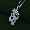 Colar com pingente de tag de dragão auspicioso retrô em prata de lei 925 personalidade masculina de alta qualidade luxo leve nicho acessórios do ano atacado