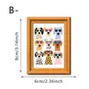 Série Animal de Estações do Ano Texto Gato Fofo Sentado em uma Caixa de Papelão Moldura de Foto Magnética de Madeira de Camada Dupla Decoração de Ímã de Geladeira