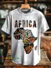 Personalización de estampado geométrico de rayas tribales africanas transfronterizas para hombre, cuello redondo, manga corta, estampado digital 3D