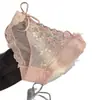 Braguitas bordadas para mujer con tirantes, encaje francés, sexys y seductoras, de malla, con abertura alta, cintura baja, con cordones, bragas para chicas jóvenes.