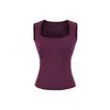 Top Regata de Verão 2026 Novo com Gola Quadrada Sem Mangas para Mulheres, Básico Simples de Corte Justo com Bojos, Top Regata Base de Cor Sólida