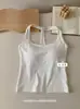 Camiseta Deportiva de Tirantes Estilo Americano Picante para Mujer con Copas Fijas Integradas, Corte Ajustado, Top de Moda para Usar por Dentro y por Fuera