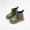 Botas Martin forradas de polar para niños, colección otoño/invierno 2026, botines de suela blanda estilo británico para niños, botas de cuero cálidas y engrosadas para niñas