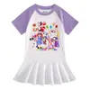 2026 Nuevo Estilo de Verano Estilo Coreano Ropa Infantil Vestido de Niña de Dibujos Animados de Manga Corta con Colores Contrastantes para Bebés y Elegantes Faldas Plisadas