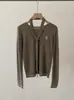 Suéter de Punto Bordado con Rayas Finas, Cuello Redondo, Color Contrastante, Manga Larga, con Cinta Omalaí, Estilo Nuevo Primavera Temprana 2026 para Mujer 6168