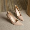 Zapatos de Tacón Alto Color Nude Sentido del Diseño Temperamento de Nicho 2025 No Usar en los Pies Nuevos No Cansan los Pies Tacón Delgado Zapatos de Tacón Individual de Nicho para Mujer