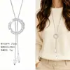 Cadena para Suéter de Collar Largo Geométrico, Accesorio de Lujo de Alta Gama, Versátil y de Moda, Colgante de Perla para Otoño e Invierno