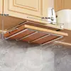 Estante de almacenamiento para cocina, estante para tapas de ollas montado en la pared sin taladro, estante para tablas de cortar debajo del gabinete, estante de almacenamiento multifuncional, escurridor para tablas de cortar