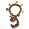 Pulseira do deus da riqueza de cinco vias estilo Xizang oito santos padroeiros cinco mestres Manjushri deus da riqueza amarelo thangka corda tecida à mão pulseira do ano desta vida