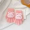 Luvas Infantis Urso Morango Inverno Meninas Luvas Fofas Quentes Luvas de Cinco Dedos Infantis Inverno Meninas