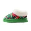Pantuflas de algodón floral del noreste para mujer, de suela gruesa de invierno, con talón cerrado, forradas de felpa, zapatos peludos cálidos para usar en casa y al aire libre, botas de nieve antideslizantes