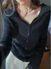 Suéter de Punto Rojo con Cuello en V para Mujer, Suéter de Botones a un Lado con Cuello Solapa, Prenda Interior de Moda para Primavera, Otoño e Invierno