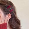 Año Nuevo Rojo Terciopelo Lazo Tocado tamaño pequeño DIY Pinza para el Cabello Pinza de Agarre Accesorios para el Cabello Flequillo de Frente para Mujer Pinza de Tiburón