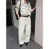 Calça larga estilo casulo minimalista ICCIICC Outono, moderna, que cobre o quadril, emagrecimento, calça casual para mulheres, novo estilo 2491