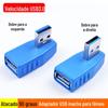 Adaptador USB3.0 azul para cima e para baixo, cotovelo para cima e para baixo, macho para a direita e para a esquerda, cotovelo para cima e para a direita, ângulo reto de 90 graus