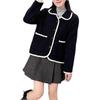 Cárdigan Corto de Punto Estilo Francés Modelo Nuevo 2026 con Ribete, Suéter Estilo Chanel para Mujer, Cuello Polo, Talla Petite, Otoño e Invierno