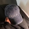 Gorra de béisbol retro americana lavada Denim gris para mujer Circunferencia de cabeza grande que hace que la cara parezca pequeña sombrero para hombre más gorra de visera ancha