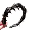 Arco de Cabelo com Strass Preto e Dentes para Arrumar Fios Soltos, Acessório de Cabelo de Luxo, Novo Estilo Primavera 2026, Design de Coroa Alta