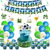 Artículos de Mesa para Fiesta de Cumpleaños de Fútbol Azul Transfronterizo, Tazas de Papel Temáticas de la Copa del Mundo, Servilletas de Papel, Banderines, Accesorios de Decoración de Cumpleaños