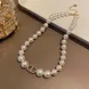 Gargantilla Corta de Clavícula Collar de Doble Capa Collar Sencillo de Perlas para Mujer Choker de Diseño de Nicho Accesorio Versátil