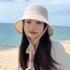 Sombrero de Cubo para Ponerse, Sombrero de Pescador Estilo Coreano Transpirable para Mujer, Sombrero de Cubo Casual a Prueba de Viento, Sombrero Plegable de Protección Solar para Verano