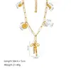 Colar Cruzado de Aço Inoxidável Concha de Pérola Estrela do Mar Girassol Aço Titânio Alta Qualidade Retrô Luxo Leve Colar de Ouro 18K para Mulheres
