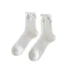 Calcetines Miu Style Holgados para Mujer, Primavera y Verano, a Media Pantorrilla, Sin Costuras, Transpirables, Borde Enrollado, Puntos Pequeños, Versátiles, Estilo Universitario, Calcetines Largos de Algodón