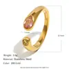 Mengjia Europeu e Americano Transfronteiriço Mais Vendido Moda Minimalista Joia Aço Inoxidável Banhado a Ouro 18K Grande e Pequeno Cabeça de Cobra Zircônia Anel Aberto