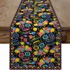 Banderola de Mesa Nueva Halloween Transfronteriza, Mantel Largo Tira de Imitación Lino Día de Muertos, Decoración de Mesa Festiva Navideña