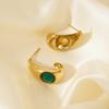 Pendientes de moda de alto sentido con la palabra C de la industria pesada de comercio exterior europeo y americano, nuevos pendientes transfronterizos de acero de titanio con diamantes, exquisitos pendientes para mujer que combinan con todo