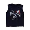 Transfronterizo Estilo Americano Y2K Verano Retro Calle Alta Abotonada Estampada Diseño Personalizado Harajuku Gótico Oscuro Camiseta sin Mangas