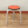 Banqueta de Tubo de Ferro Metálico, Banqueta Redonda para Mesa de Jantar em Casa, Cadeira de Jantar para Restaurante, Banqueta de Anel Duplo, Banqueta com Capa Macia de Couro, Espessada e Durável