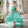 Vestido Infantil de Comercio Exterior con Estampado Dorado y Bordado, Vestido de Malla, Vestido Infantil para Niñas de las Flores de Boda, Vestido Abullonado, Vestido Formal para Niños Mayores