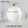 Olla de Cerámica Electrochapada con Borde Dorado y Tapa, Olla Impermeable para Estofado de Nido de Pájaro, Olla de Cerámica Electrochapada con Borde Dorado y Tapa para Huevos al Vapor (Hotel Restaurante, Lujo Ligero), Olla para Sopa