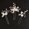 Conjunto de 3 horquillas de cerámica blanca con forma de hoja y flores para novia, accesorios para el cabello, venta al por mayor, para Europa y Estados Unidos.