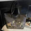 Bolsa Tiracolo de Lona de Grande Capacidade Sacola de Compras para Mulheres Indo para a Aula Bolsa de Ombro de Desenho Animado Bolsa de Mamãe Bolsa Tote para Fitness Viagem