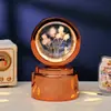 Bola de Cristal Transfronteiriça Base Giratória com Textura de Madeira Luminária Noturna Brilhante Lâmpada do Céu Estrelado 3D Decoração de Mesa Presente Criativo de Feriado