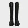 Botas Botas para Mujer Za2024 Otoño e Invierno Nuevas Negras Decoradas con Hebilla Punta Redonda Larga Tacón Grueso Botas de Pantalón Botas de Moda para Mujer