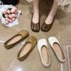 Zapatos de Abuela Flats para Mujer 2025 Nuevo Estilo Coreano Versátil Zapatos de Maternidad Antideslizantes Suela Suave Flats Zapatos de Frijol de Moda para Cuatro Estaciones