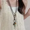 Collar Retro Antiguo de Metal con Lazo Estilo Étnico Bohemio Simple Versátil Largo con Colgante de Anillo 2025