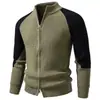 Cárdigan de Punto con Cuello Alto y Cremallera para Hombre Otoño/Invierno 2026, Suéter Casual Grueso de Manga Larga con Bloques de Color y Mangas Raglán para Hombre