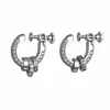 Brincos Stud Masculinos Estilo Hip-Hop da Moda em Formato de Estrela com Strass, Fecho de Rosca Clip-On Versáteis da Moda Brincos Redondos de Luxo