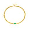 Moda europeia e americana simples luxo luz banhado a ouro titânio cadeia de aço embutido com diamante retangular embutido jóias de diamante verde conjunto de jóias de três peças