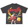 Camiseta de gran tamaño con hombros descubiertos, estilo rap, hip hop, Jus Wald, Juice WRLD, grafiti callejero europeo y americano.